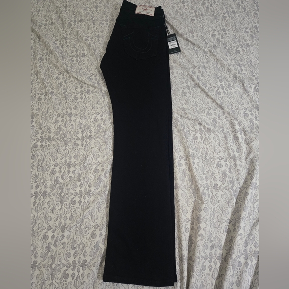 True Religion Ricky Black Straight Jean Black Pants W33 L34 Relaxed Straight - Picture 2 of 9